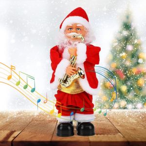 La danse le Chant du p&egrave;re No&euml;l Jouet &Eacute;lectrique de No&euml;l Santa Claus D&eacute;coration Jouant du Saxophone avec de la Musique et de son Corps qui tremblait des Pieds pour D&eacute;coration de No&euml;l, les Enfants de - Neuf