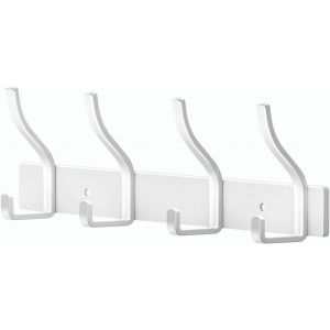 Porte Manteau Murale Porte Manteaux Muraux Pat&egrave;res Porte Manteaux Port Manteau Mural Pour Cuisine, Salle de Bain et Chambre (Blanc, 4 Crochets) - Neuf