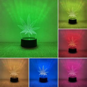 Lampe Feuille 3d Decorative, Lampe De Chevet Chambre Intelligente &Agrave; 7 Couleurs Pour Enfants, Veilleuse Led D&eacute;corative Chambre Ado Pour &Agrave; Coucher, Cadeau D'anniversaire Pour Gar&ccedil;ons Et Filles - Neuf