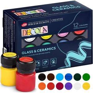 Kit De Peinture Pour Porcelaine - 12x20ml Permanent Pour Verre Et C&iquest;&iquest;Ramique - Haut Pouvoir Couvrant Sur Les Surfaces Fonc&iquest;&iquest;Es - Fabriqu&iquest;&iquest; Par Nevskaya Palitra - Neuf