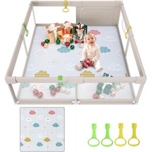 Subzonal-150x150cm Parc Tapis Et Aire De Jeu Non Toxique Pour B&eacute;b&eacute;, Xxl Parc Enfant Avec 4 Anneaux Et Fermeture &Eacute;clair - Neuf