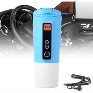 12v Électrique Chauffe-Tasses Thermos Pour Voiture Réglable De La Température Avec Affichage Led (Bleu) - Neuf