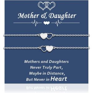 Kalsw-2 Pièces Bracelet Mère Fille Cadeau Pour Mère Et Fille Cadeau Maman Cadeau Pour Mère Et Fille Bracelet Coeur En Acier Inoxydable Cadeau De Noël Remise De Diplôme Anniversaire - Neuf