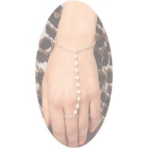 Kalsw-Boho Bracelet Esclave Perle Bague En Or Bracelet Poignet Bracelet Doigt Perle Bracelet Chaîne À La Main Minimaliste Bijoux De Mariage Pour Femmes Et Filles Cadeaux (Or B) - Neuf