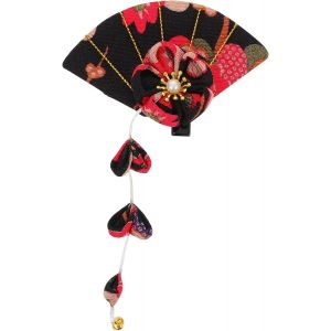 Lbgwp60-Pince À Cheveux En Forme De Fleur Avec Pompon Kimono Fleur Japona Pince À Cheveux Kanzashi Accessoires Pour Costume Asiatique Qipao Robe Noir - Neuf