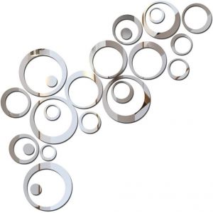 24 Pi&egrave;ces R&eacute;glage Miroir Acrylique Amovible Sticker Mural Decal Maison D&eacute;coration - Neuf