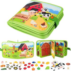 ChenQuanSarl-À Partir De 1 An - Livre Silencieux Montessori - Ferme De Dinosaures 3D - Pour Encourager La Motricité Fine De Manière Ludique - Livre Silencieux Pour Les Voyages Et La Maison - Jouet - Neuf