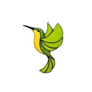 Attrape-soleil colibri en verre &agrave; suspendre &agrave; la fen&ecirc;tre, acier inoxydable et verre, 15 x 12 cm - Neuf