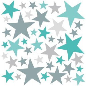 Trahoo-[6 Feuilles] 148 Étoiles À Coller, Couleur: Pastel Vert/Menthe/Turquoise/Gris Grand I Stickers Muraux Étoiles Autocollantes Pour Chambre Enfant Bébé Fille Garçon, Pour Mur Et Meuble - Neuf