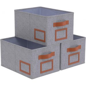 Yemaesre-Lot De 3 Boîte De Rangement En Tissu, 38 X 26 X 20 Cm, Caisse Avec Poignées Avec Poignées, Panier Pliable Pour Vêtements, Livres (Gris) - Neuf