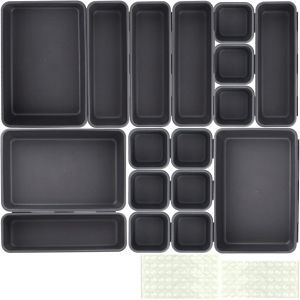 CHAAS-Organisateur de Tiroir Rangement Bureau 17 PCS, Bureau Tiroir Plastique Boite Rangement Tiroir Diviseur de Tiroir pour Maquillage, Cuisine, Salle de Bain etc - Neuf
