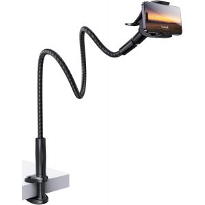 Support T&eacute;l&eacute;phone Avec Col De Cygne, [Nouveau Tiss&eacute; En Nylon] 97cm Bras Flexible, Pince R&eacute;glable &Agrave; 360&deg;, Support T&eacute;l&eacute;phone Lit Pour Iphone 16/15/14/13/12/11 Pro , Autres Smartphones 4-7&iquest;[M392] - Neuf