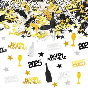 AYUHR-Confettis Anniversaire Or Noir, Décoration de Table Paillettes Confettis pour Anniversaire Fête, 15g - Neuf