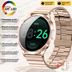 Nouveau Montre Intelligente Ultra-Mince Femmes Fr&eacute;quence Cardiaque Pression Art&eacute;rielle Ip68 &Eacute;tanche Bluetooth Appel 1.32 "Amoled Bracelets Pour Android Ios.Gold Steel B.Women Gifts - Neuf