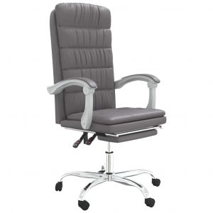 Chaise fauteuil si&egrave;ge pivotante de inclinable de bureau informatique &eacute;tude similicuir gris Helloshop26 02_0024251 - Neuf