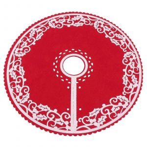 Jupe de sapin de No&euml;l rouge en tricot pour une d&eacute;coration festive des f&ecirc;tes - Neuf