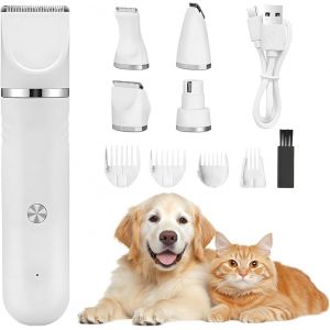 Jgd-4 En 1 Tondeuse Chien Set, Professionnelle Tondeuses Pour Chien Sans Fil, Silencieuse Tondeuse Pour Chats, 4 T&ecirc;tes De Coupe Multi-Usages Pour Chats Et Chiens, Avec Peigne Limite - Neuf