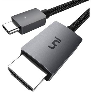KALANKA-C&acirc;ble USB C vers HDMI [Jusqu'&agrave; 4K, C&acirc;ble Tress&eacute;] Adaptateur Cable USB Type-C vers HDMI Thunderbolt 3/4 Compatible pour iPhone15 S&eacute;rie MacBook Pro Air iPad Pro Air iMac S23 XPS 17 Huawei (1,8m - Neuf