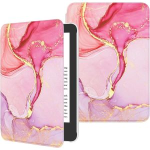 GUOP-Étui Compatible Avec 6"" Kindle(11E Génération Version 2024/2022) & Version Internationale,Coque Légère Avec Réveil/Sommeil Automatique Pour Liseuse Kindle 2024,Marbre Rose Clair Doré - Neuf