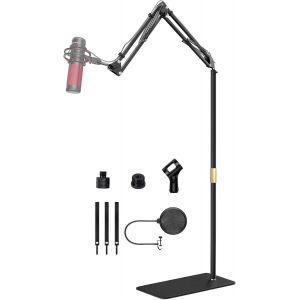 ASFASFq-Support de microphone au sol pour Blue Yeti, Nano, Snowball, HyperX, Razer, Logitech USB et micro à condensateur, support réglable avec filetage 1/4"" et adaptateur 3/8"" 5/8"", filtre anti-pop, - Neuf