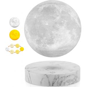 Lampe Lunaire En L&eacute;vitation Impression 3d Magn&eacute;tique Flottante Spinning Moon Veilleuses Led Lampes Lunaires Pour La Maison Bureau Chambre Cadeaux D'anniversaire Pour La Famille Enfants (3 Couleurs) - Neuf