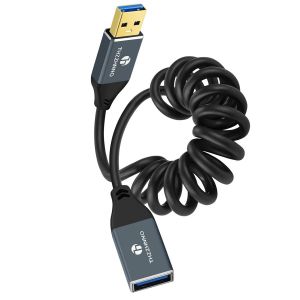 ERYI-Câble Spiralé 3.0 Usb Rallonge, Câble Spiralé Extension Usb A 5Gbps Avec Disque Dur Externe, Clavier, Souris(95Mm Étendu À 1M) - Neuf