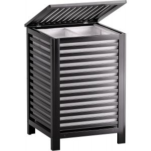 Double panier à linge avec couvercle, panier à linge en bambou 120L avec sac de doublure amovible, trieur à linge à 2 sections pour buanderie, salle de bains, chambre (blanc) - Neuf