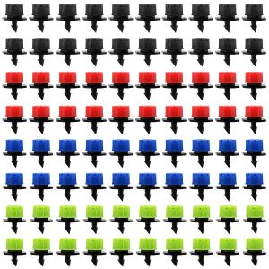 80 Pièces Goutteur Irrigation Réglable, Réglable Micro Drip Irrigation Arroseurs Émetteur, Tête de Gicleurs D'irrigation pour Parterres de Fleurs, Jardins, Pelouse, Noir/Rouge/Bleu/Vert - Neuf