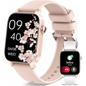Smartwatch, 1,8"" Montre Connect&eacute;e pour Femme avec Appels, /Assistant Vocal/Notifications Messages, Moniteur cardiaque/SpO2/Sommeil, 20 Modes Sportifs Podom&egrave;tre Fitness pour Android iOS - Neuf