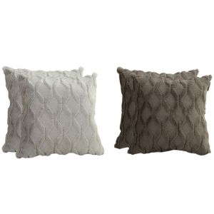 Lot De 4 Housses De Coussin G&eacute;om&eacute;triques 3d Grises 45x45cm En Polyester - Neuf