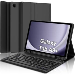 Étui De Clavier Pour Samsung Galaxy Tab A9 Plus 11"" 2023 U2013 Clavier Allemand Qwertz Amovible Bluetooth Sans Fil Pour Galaxy Tab A9+ 11"" 2023 (Sm-X210/X216/X218), Noir - Neuf