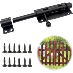 ChenQuanSarl-Verrou À Boulon En Acier Inoxydable 304, Longueur 16 Cm, Épaisseur 12 Mm, Verrou De Porte De Jardin, Noir Avec 12 Vis, Verrou De Porte En Acier Inoxydable Pour Portail, Fenêtre - Neuf