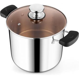 Letnerny-Grande Marmite De 10 L En Acier Inoxydable Triple Épaisseur De 25,5 Cm Pour Cuisson Des Pâtes Et Ragoût De La Soupe, Convient Pour L'induction/Électrique/Gaz/Céramique, Poignée Résistante À - Neuf