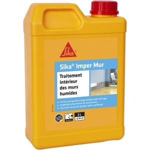 JEXNOVASHOP-Resine pour traitement des murs humides - Sika Imper Mur - Anti-salp&ecirc;tre, anti-moisissures, anti-humidit&eacute; pour mur int&eacute;rieur - Multi-supports - S&eacute;chage rapide - 2L - Neuf