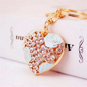 Porte-Cl&eacute;s &Agrave; La Mode Belle Forme De Coeur Pendentif Strass D&eacute;coration Porte-Cl&eacute;s (Bleu) - Neuf