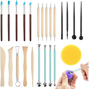 Mevronisshop-24pcs Outil De Poterie Sculpture Argile Burin Modelage, Outils De Sculpture,Kit D'outils Poterie Pour C&eacute;ramique,Pour Sculpture,Artiste Diy,Art De Gaufrage,Menuiserie,Pour D&eacute;butants Ou Pr - Neuf