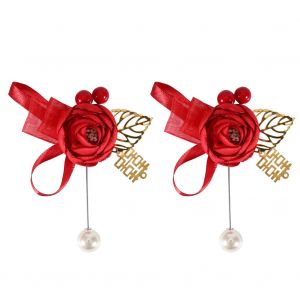 Hjlian Lot De 2 Corsages De Roses Artificielles Pour Mariee Et Marie, Accessoires De Decoration Pour Vetements De Mariage, Sans Ruban De Nom - Neuf