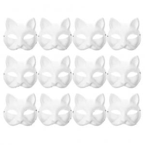 12pcs Blanc Masque Chat Masques Costume Cosplay Masque Jardin D'enfants Bricolage Non Peint Masque De Chat - Neuf