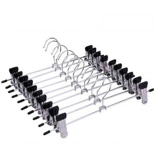 10pcs en acier inoxydable pantalon rack clip m&eacute;tal anti-d&eacute;rapant pince &agrave; linge armoire pantalon pince cintre - Neuf