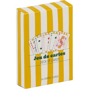 Chenquansarl-116286c - Un Jeu De 54 Cartes - Boite En Carton Décor Rayures Jaunes - Jeu De Société - Collection Dolce Amore - Neuf