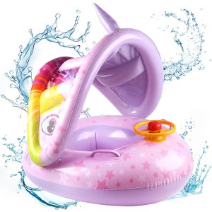Bouee Piscine Bebe Anneau De Bain Enfant, Avec Parasol Amovible Upf 50+ Bou&eacute;e B&eacute;b&eacute; De 6 &Agrave; 36 Mois - Neuf