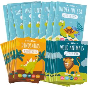 Mevronisshop-24 Mini Livre De Coloriage & D'activit&eacute;s Pour Enfants - Dinosaures, Animaux Sauvages, Animaux Sous-Marins - Cadeaux Invit&eacute;s, Pochettes Surprises, Anniversaire, Mariages - Neuf