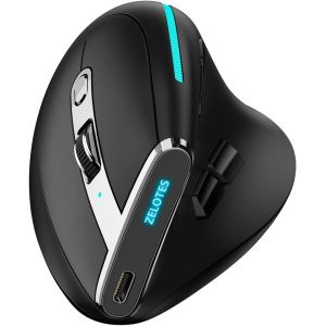 F-36 Souris optique sans fil verticale 2,4 G Blue-Tooth Mouse lumière couleur 8 touches de programmation 5 dpi souris de jeu intégrée 730 mAh batterie lithium blanche - Neuf