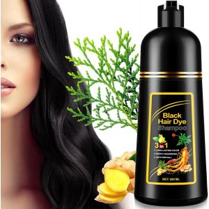Shampooing De Coloration Rapide 3 En 1 Pour Cheveux Gris - Shampooing De Coloration Naturelle Noire - Shampoing Pour Femmes Et Hommes - 500 Ml[Z809] - Neuf