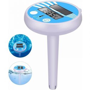 Thermom&egrave;tre de piscine num&eacute;rique solaire flottant, thermom&egrave;tre &eacute;lectronique de piscine, thermom&egrave;tre solaire flottant, avec &eacute;cran LCD, pour piscines et spas ext&eacute;rieurs et int&eacute;rieurs - Neuf
