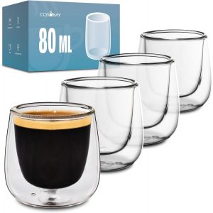 Mevronisshop-4 Verres &Agrave; Double Paroi De 80ml Pour Expresso - Conserve La Temp&eacute;rature - Prot&egrave;ge Vos Mains - Avec Bo&icirc;te Cadeau - Neuf