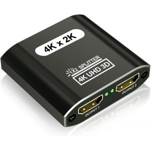 Répartiteur Hdmi 1 Entrée 2 Sorties - 4K Hdmi Splitter Pour Lecteurs Dvd, Consoles De Jeux, Appareils De Streaming, Miroir Uniquement, Ne Pas Étendre - Neuf