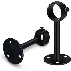 Lot de 2 supports de tringle à rideaux en acier inoxydable noir très résistant,support plafond et mur,tringle de 16 à 25 mm de diamètre - Neuf
