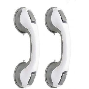 2 pcs Poignée de baignoire de sécurité / Poignée / Ventouse de douche pour salle de bain + WC (gris) - Neuf