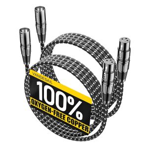 Lot de 2 c&acirc;bles de microphone XLR m&acirc;le vers femelle pour microphone 3 broches 1,8 m - Neuf